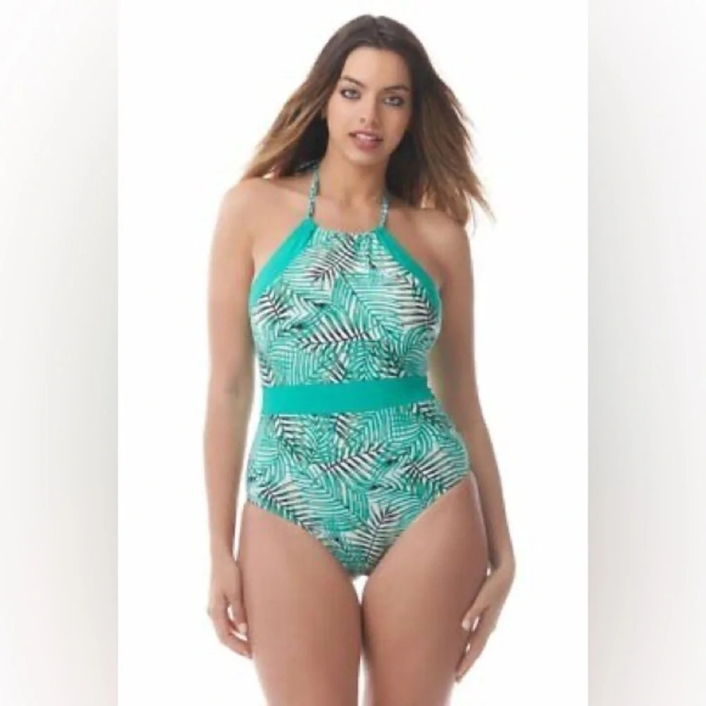 Sea & Sand 20W tummy control one piece swimming suit botanical palm print